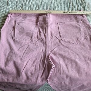 Chico's Pink Purplish Cropped Denim Jeans With Eyelet And Fringe Cuff